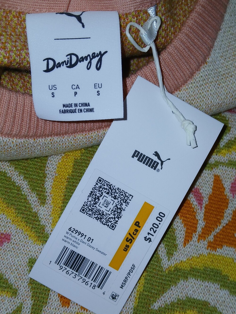 Puma X Dani Dazey Retro Floral Golf Sweater, Pink - Picture 12 of 14